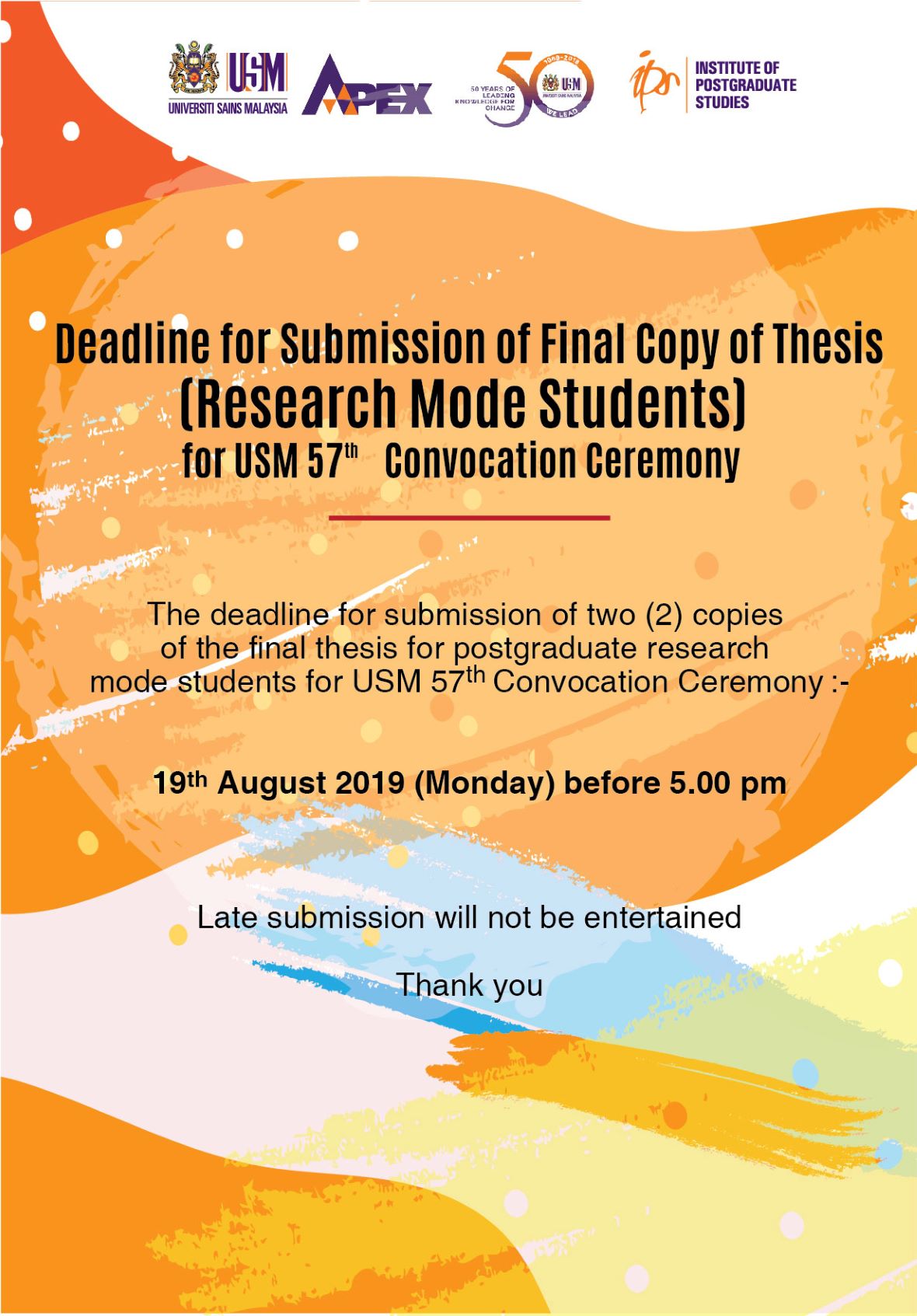 deadline thesis Submission